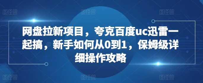 网盘拉新项目,夸克百度uc迅雷一起搞,新手如何从0到1,保姆级详细操作攻略-轻创社项目网