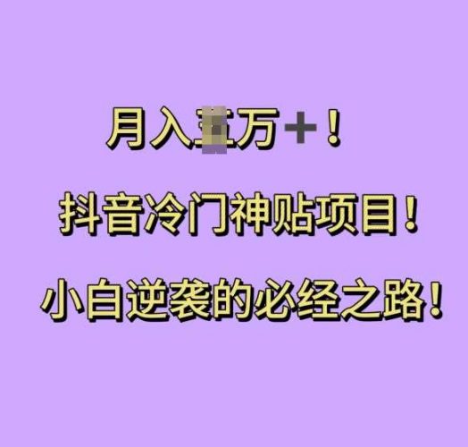抖音冷门神贴项目,小白逆袭的必经之路,月入过W【揭秘】-轻创社项目网