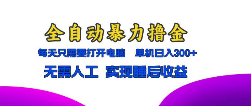 (13186期)全自动暴力撸金,只需要打开电脑,单机日入300+无需人工,实现睡后收益-轻创社项目网