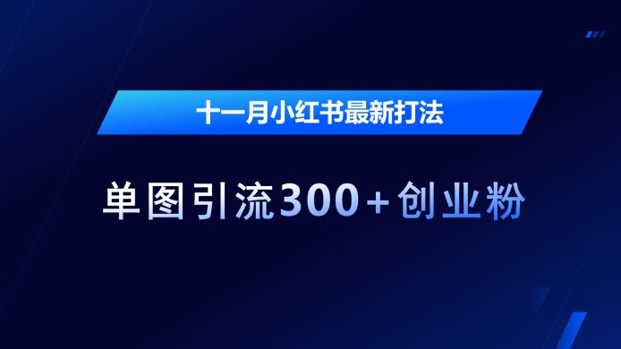 十一月小红书最新打法,单图引流300+创业粉【揭秘】-轻创社项目网