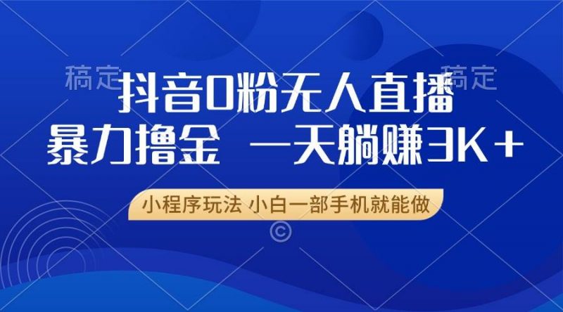 (13449期)抖音0粉无人直播暴力掘金,一天躺赚3K+,小白一部手机就能做-轻创社项目网