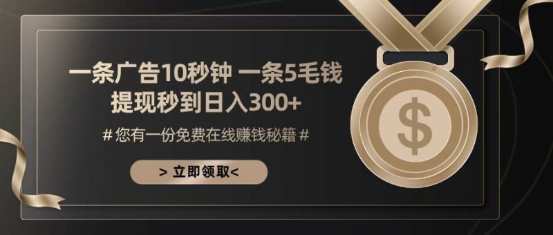 (13214期)一条广告十秒钟 一条五毛钱 日入300+ 小白也能上手-轻创社项目网