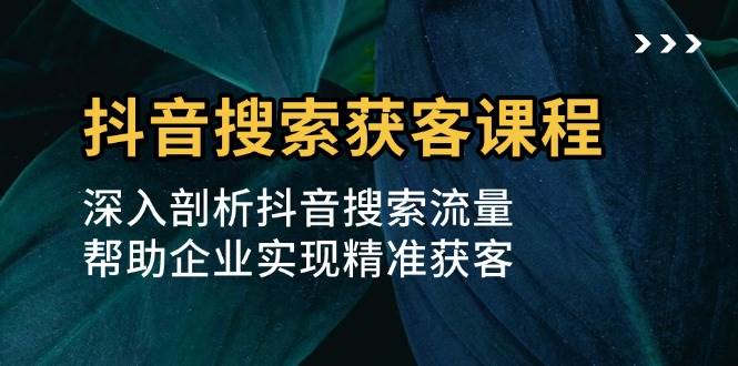 抖音搜索获客课程:深入剖析抖音搜索流量,帮助企业实现精准获客-轻创社项目网