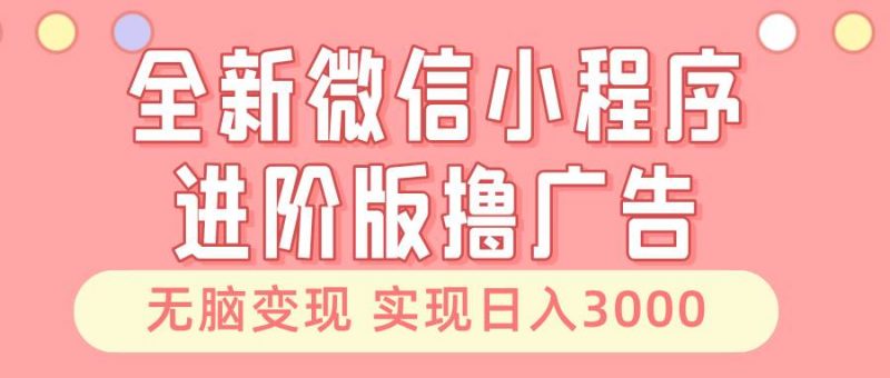 全新微信小程序进阶版撸广告 无脑变现睡后也有收入 日入3000+-轻创社项目网