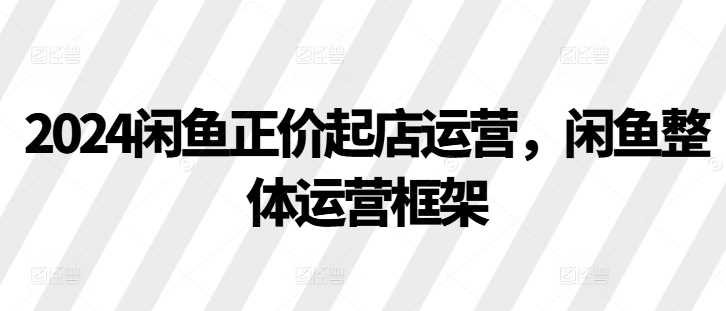 2024闲鱼正价起店运营,闲鱼整体运营框架-轻创社项目网
