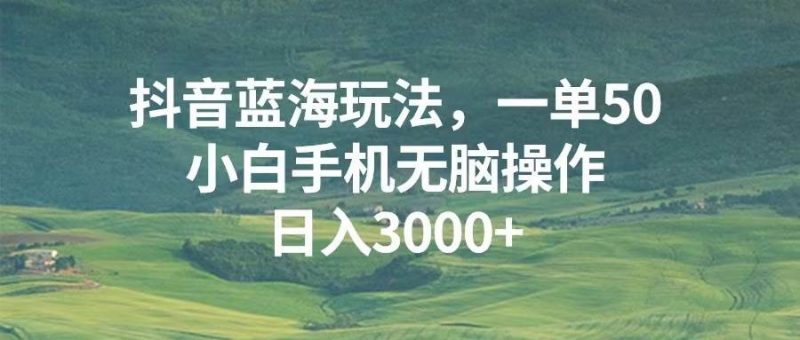 (13353期)抖音蓝海玩法,一单50,小白手机无脑操作,日入3000+-轻创社项目网