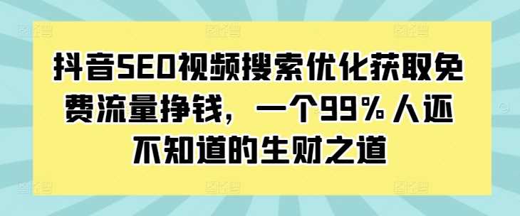 抖音SEO视频搜索优化获取免费流量挣钱,一个99%人还不知道的生财之道-轻创社项目网