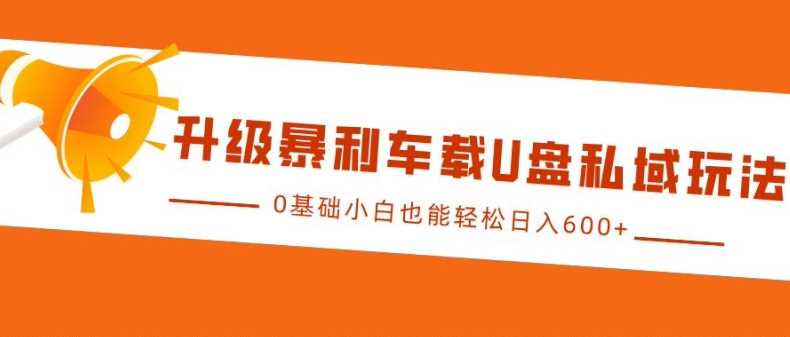 升级暴利车载U盘私域玩法,0基础小白也能轻松日入多张【揭秘】-轻创社项目网