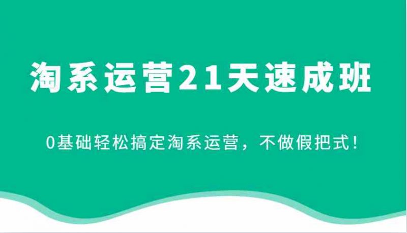 淘系运营21天速成班,0基础轻松搞定淘系运营,不做假把式!-轻创社项目网