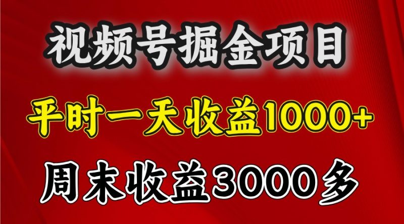 一天收益1000+ 视频号掘金,周末收益会更高些-轻创社项目网