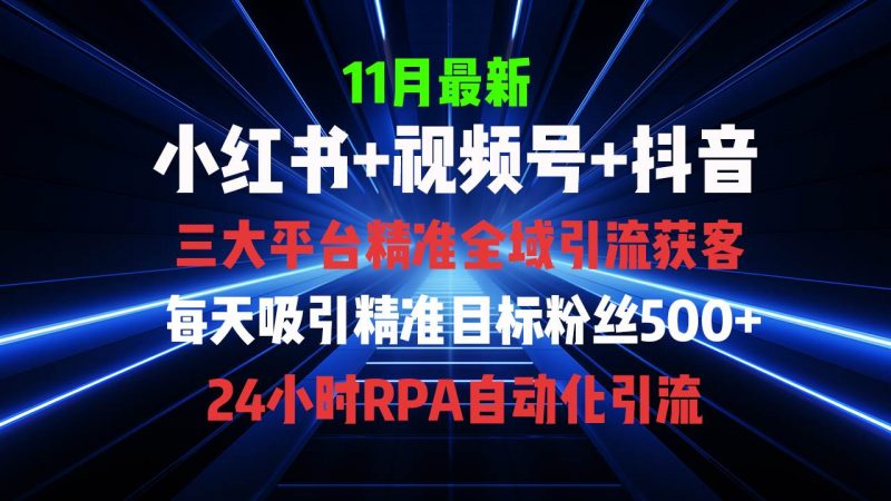 (13259期)全域多平台引流私域打法,小红书,视频号,抖音全自动获客,截流自…-轻创社项目网