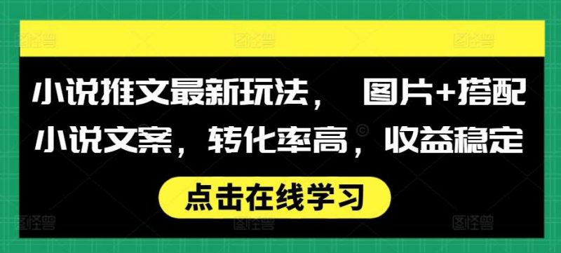 小说推文最新玩法, 图片+搭配小说文案,转化率高,收益稳定-轻创社项目网