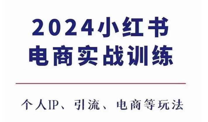 2024小红书电商3.0实战训练,包含个人IP、引流、电商等玩法-轻创社项目网