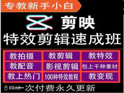 剪映特效教程和运营变现教程,特效剪辑速成班,专教新手小白-轻创社项目网