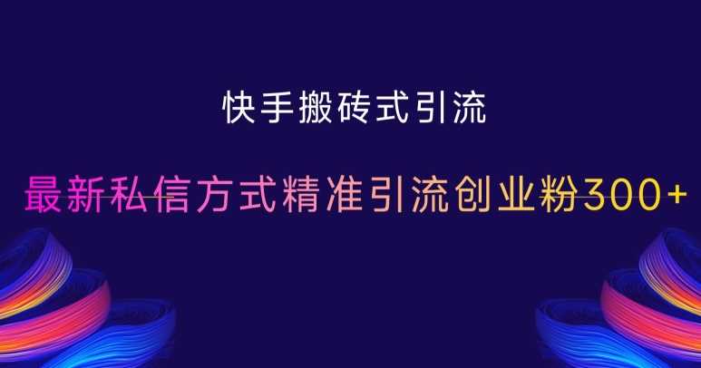 快手搬砖式引流,最新私信方式精准引流创业粉300+-轻创社项目网