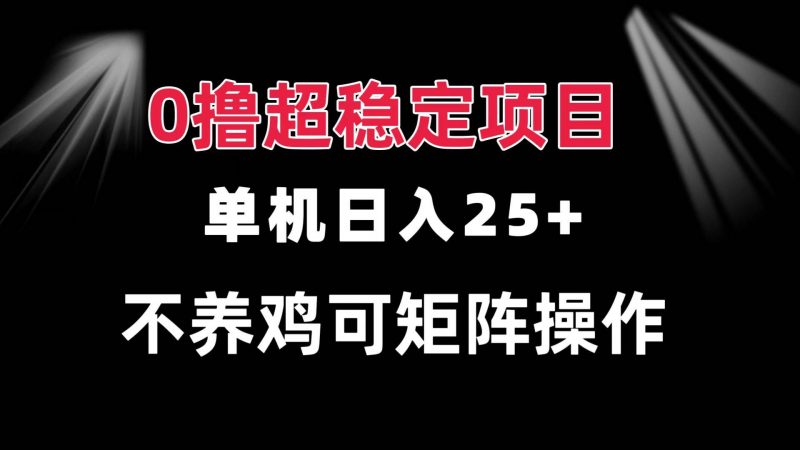 (13355期)0撸项目 单机日入25+ 可批量操作 无需养鸡 长期稳定 做了就有-轻创社项目网