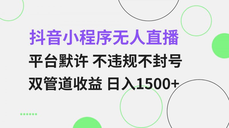 (13276期)抖音小程序无人直播 平台默许 不违规不封号 双管道收益 日入1500+ 小白…-轻创社项目网