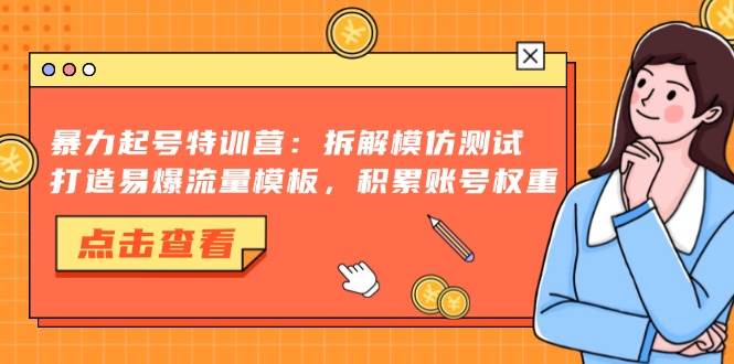 (13184期)暴力起号特训营:拆解模仿测试,打造易爆流量模板,积累账号权重-轻创社项目网