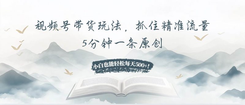 (13492期)视频号带货玩法,抓住精准流量,5分钟一条原创,小白也能轻松每天500+!-轻创社项目网