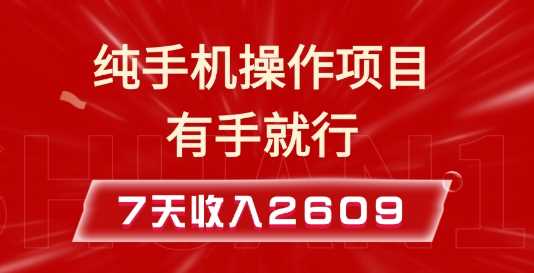纯手机操作的小项目,有手就能做,7天收入2609+实操教程【揭秘】-轻创社项目网
