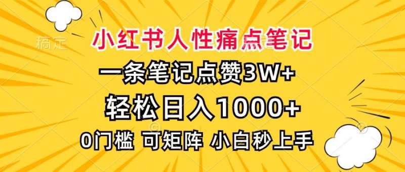 (13637期)小红书人性痛点笔记,一条笔记点赞3W+,轻松日入1000+,小白秒上手-轻创社项目网