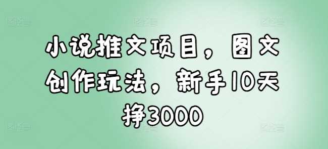 小说推文项目，图文创作玩法，新手10天挣3000-轻创社项目网