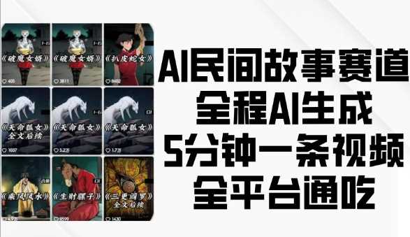 AI民间故事赛道,全程AI生成5分钟一条视频,全平台通吃-轻创社项目网
