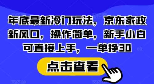年底最新冷门玩法,京东家政新风口,操作简单,新手小白可直接上手,一单挣30【揭秘】-轻创社项目网