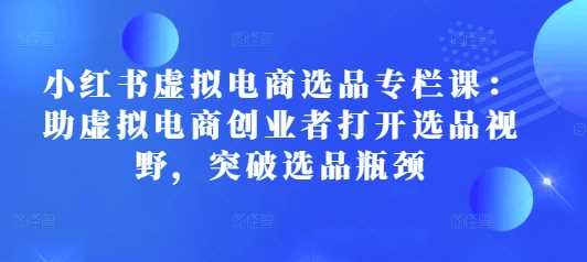 小红书虚拟电商选品专栏课:助虚拟电商创业者打开选品视野,突破选品瓶颈-轻创社项目网