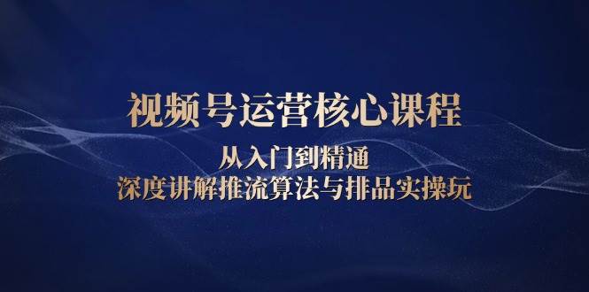 视频号运营核心课程,从入门到精通,深度讲解推流算法与排品实操玩-轻创社项目网