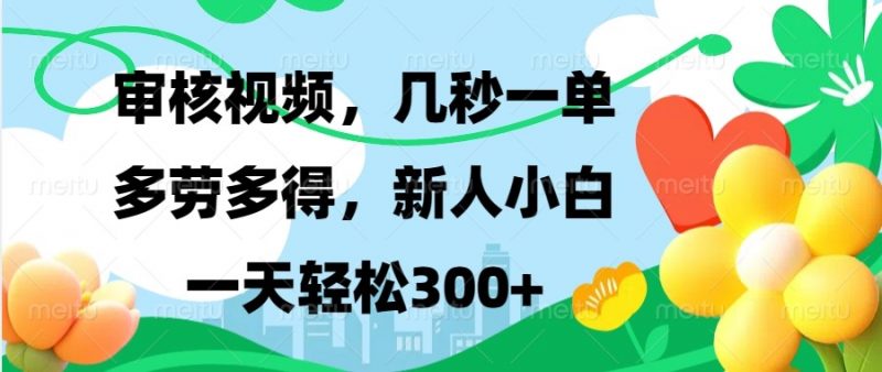 审核视频,几秒一单,多劳多得,新人小白一天轻松300+-轻创社项目网