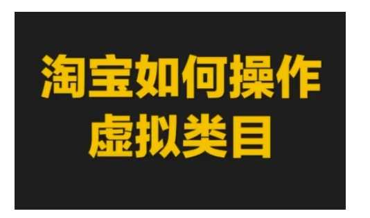 淘宝如何操作虚拟类目,淘宝虚拟类目玩法实操教程-轻创社项目网