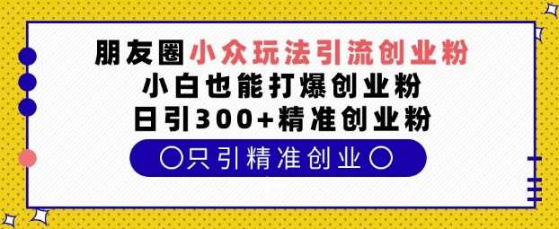 朋友圈小众玩法引流创业粉,小白也能打爆创业粉,日引300+精准创业粉【揭秘】-轻创社项目网
