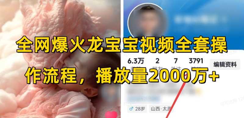 全网爆火龙宝宝视频全套操作流程,播放量2000万+-轻创社项目网