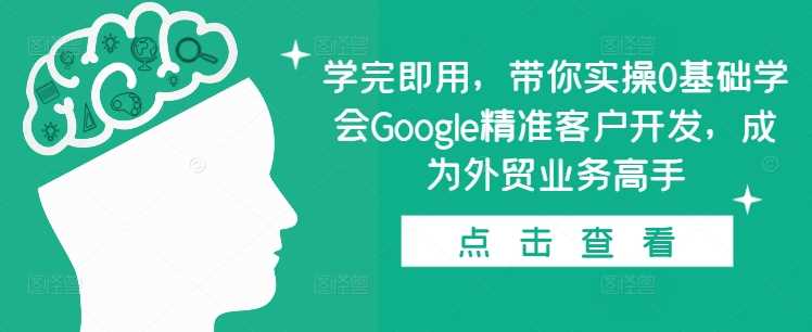 学完即用,带你实操0基础学会Google精准客户开发,成为外贸业务高手-轻创社项目网