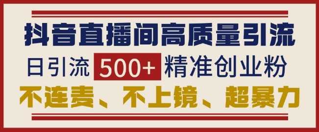 抖音直播间引流创业粉,无需连麦、不用上镜、超暴力,日引流500+高质量精准创业粉-轻创社项目网