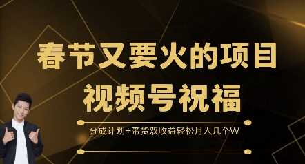 春节又要火的项目视频号祝福,分成计划+带货双收益,轻松月入几个W【揭秘】-轻创社项目网