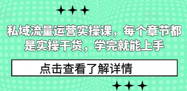 私域流量运营实操课,每个章节都是实操干货,学完就能上手-轻创社项目网