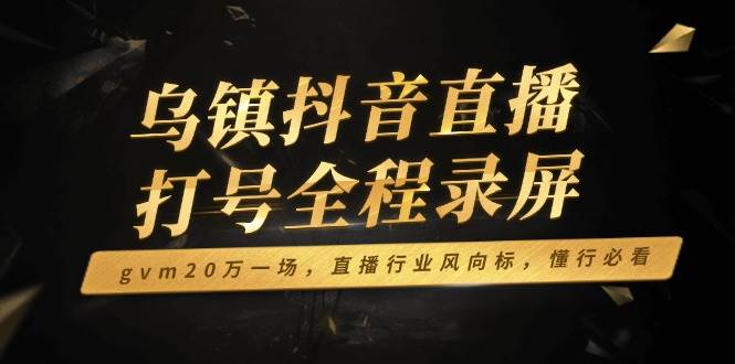 (14014期)乌镇抖音直播打号全程录屏,gvm20万一场,直播行业风向标,懂行必看-轻创社项目网