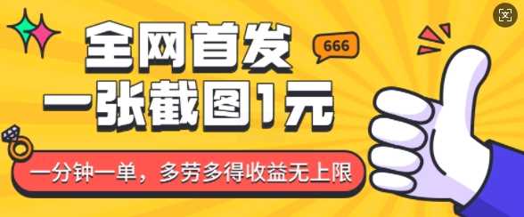 全网首发,一张截图1块钱,一分钟一单,多劳多得,收益无上限-轻创社项目网