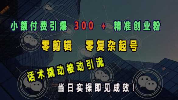 小额付费引爆 300 + 精准创业粉,零剪辑、零复杂起号,话术撬动被动引流,当日实操即见成效-轻创社项目网