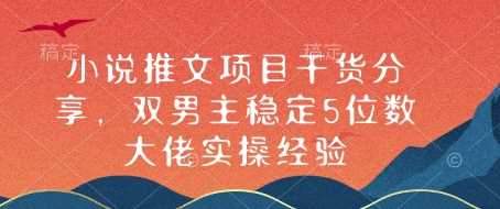 小说推文项目干货分享,双男主稳定5位数大佬实操经验-轻创社项目网