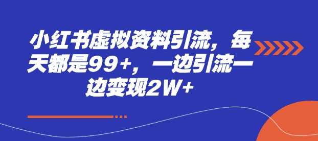 小红书虚拟资料引流,每天都是99+,一边引流一边变现2W+-轻创社项目网