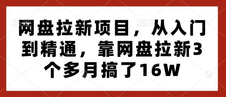 网盘拉新项目,从入门到精通,靠网盘拉新3个多月搞了16W-轻创社项目网