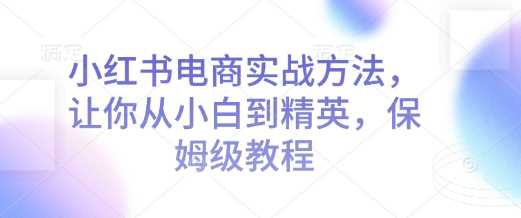 小红书电商实战方法,让你从小白到精英,保姆级教程-轻创社项目网