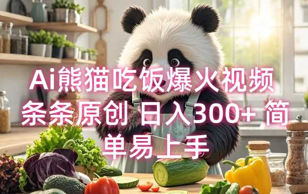 Ai熊猫吃饭爆火视频 条条原创 日入300+ 简单易上手-轻创社项目网