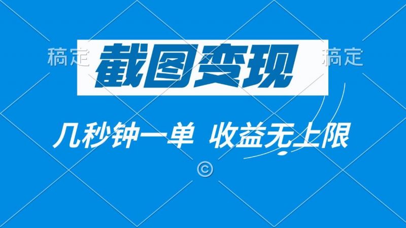(14083期)截图变现,几秒钟一单,收益无上限-轻创社项目网