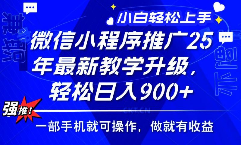 (14084期)2025年微信小程序推广,最新教学升级,轻松日入900+,小白宝妈轻松上手…-轻创社项目网