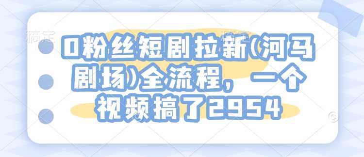 0粉丝短剧拉新(河马剧场)全流程,一个视频搞了2954-轻创社项目网
