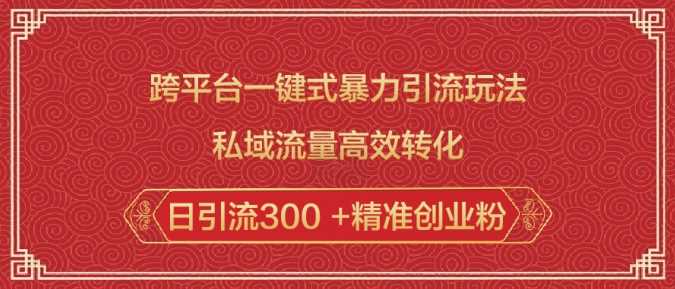 跨平台一键式暴力引流玩法,私域流量高效转化日引流300 +精准创业粉-轻创社项目网